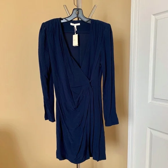 Maje | Dark Blue Faux Wrap Dress NWT - Picture 6 of 13